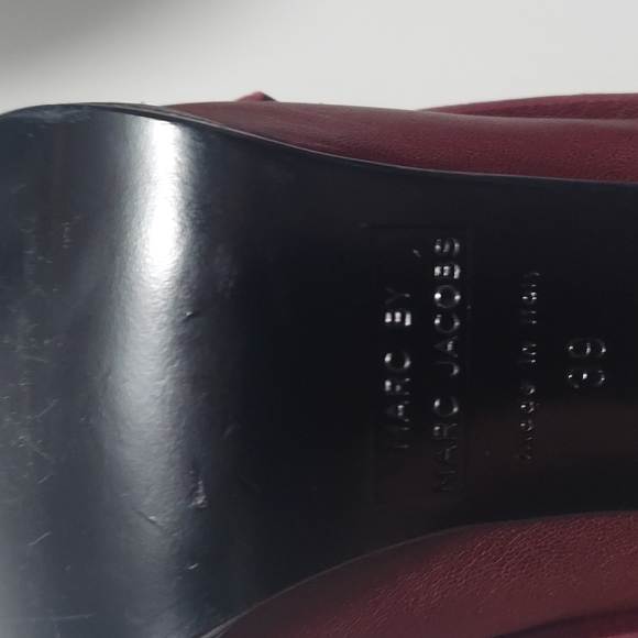 Marc Jacob's leather peep toe platform heels burgundy wine - Picture 6 of 6